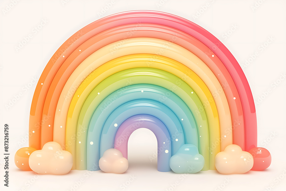 Cartoon rainbow rendered on a white background, featuring bright and vibrant colors in a smooth, arched shape, perfect for cheerful and playful designs. Cartoon rainbow rendered on a white background, featuring bright and vibrant colors in a smooth, arched shape, perfect for cheerful and playful designs.