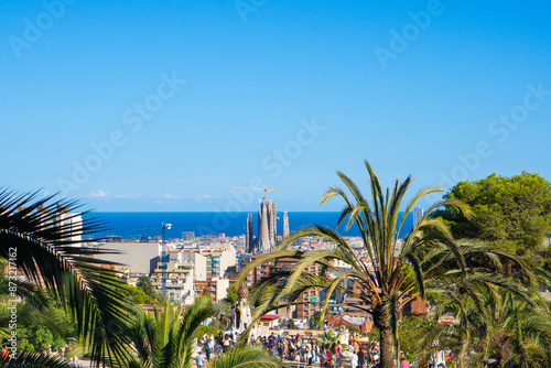 Scenic aerial view of Barcelona's vibrant cityscape