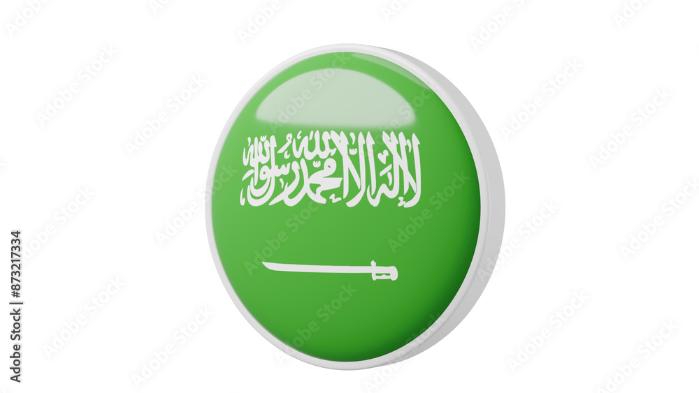 Saudi Arabia, arabian Circle flag icon . Transparent backgound. 3d rendered with alpha channel. Round shape. Saudi Arabia, arabian Circle flag icon . Transparent backgound. 3d rendered with alpha channel. Round shape.