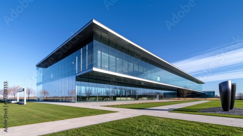 Wallpaper Mural A stunning modern building with sleek glass facades, sharp angles, and innovative design elements Torontodigital.ca