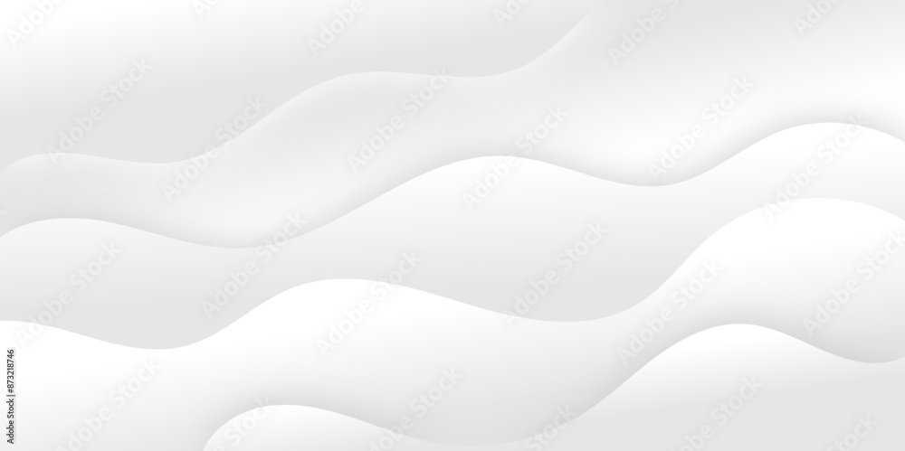 Fototapeta premium White and light gray abstract wave gradient luxury texture paper wave background. Smooth and clean modern abstract wave curve line banner background design. Vector illustration.