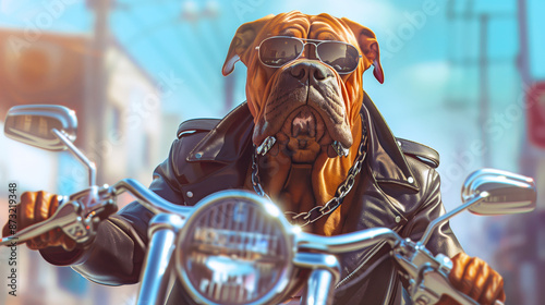 The dog is a biker who likes to ride motorcycles