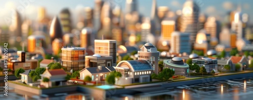 Conceptual tech designs of futuristic renewable energy-powered cities with smart grids and energy-efficient buildings, showcasing sustainable urban development, providing clear copy space for text
