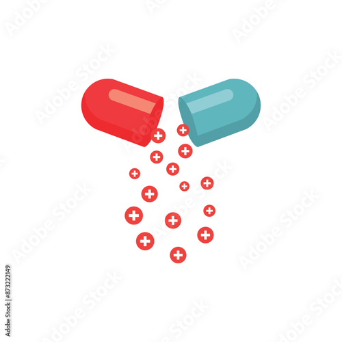 open pill like health care metaphor. simple trend modern logotype graphic design isolated on white background. concept of prevention of sickness or