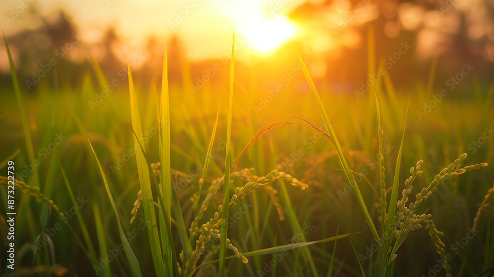 A field of green grass with a sun in the sky A field of green grass with a sun in the sky