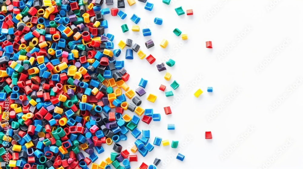 Polymer masterbatch granules on white background for plastic product catalog design Polymer masterbatch granules on white background for plastic product catalog design