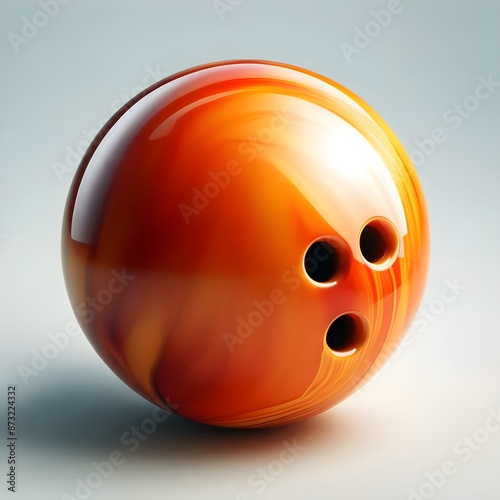 Shiny Orange Bowling Ball Isolated on a Gradient Background