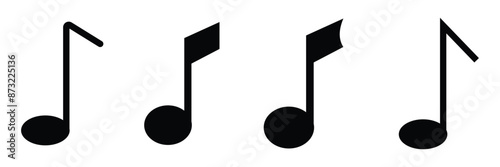 Music notes icons set. Black notes symbol on white background - stock vector on  white background.