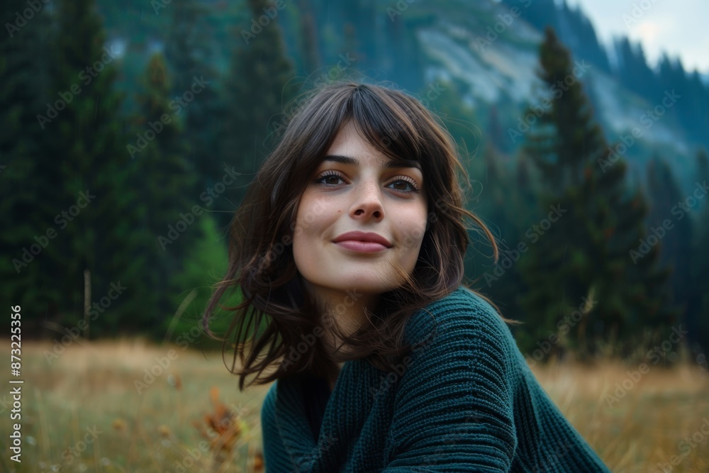brunnete woman in mountain tour concept brunnete woman in mountain tour concept