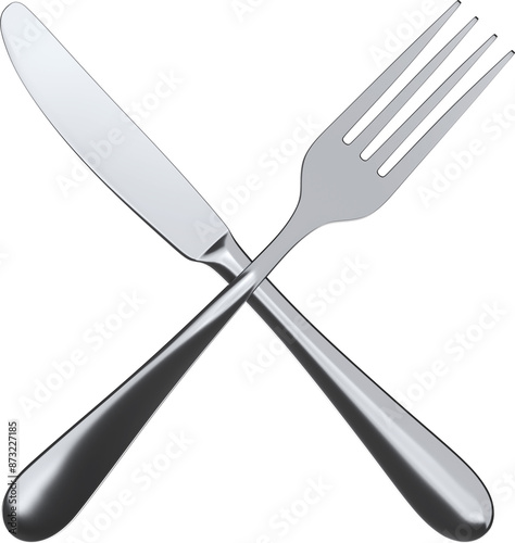 Obraz na płótnie fork and knife, crossed, cutlery, chrome polished w salonie