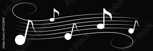 Music notes icons set. Black notes symbol on white background - stock vector on  white background.