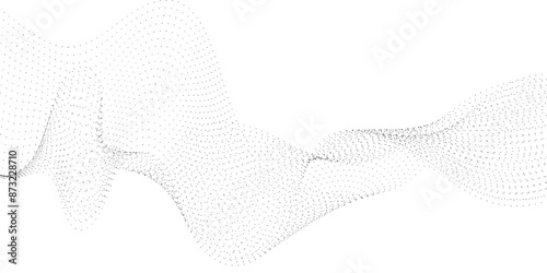 Abstract technology particles gradient flowing dynamic wave doted and halftone lines background. Futuristic technology concept. Vector illustration