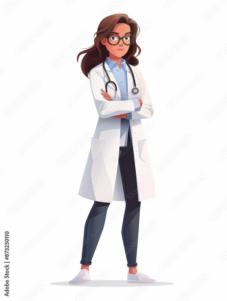 Professor female, Full body character, Vector illustration, Clip art, academia, isolated on white background Professor female, Full body character, Vector illustration, Clip art, academia, isolated on white background