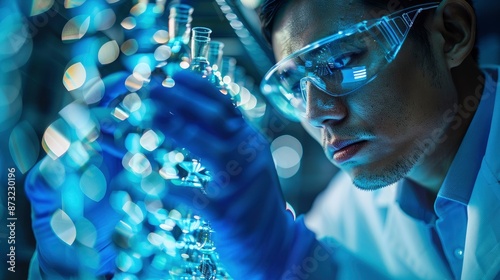 Wallpaper Mural Biotechnologist analyzing the molecular structure of a virus for vaccine development Torontodigital.ca