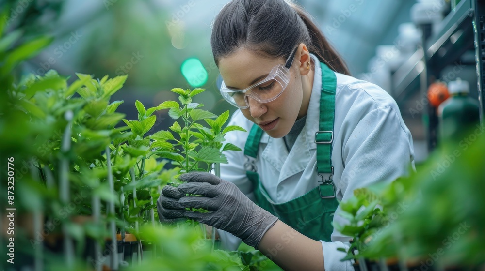 Scientist using gene editing tools to modify plant genomes for improved agricultural productivity Scientist using gene editing tools to modify plant genomes for improved agricultural productivity