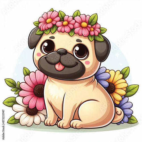 Cute Pug Vector Cartoon illustration