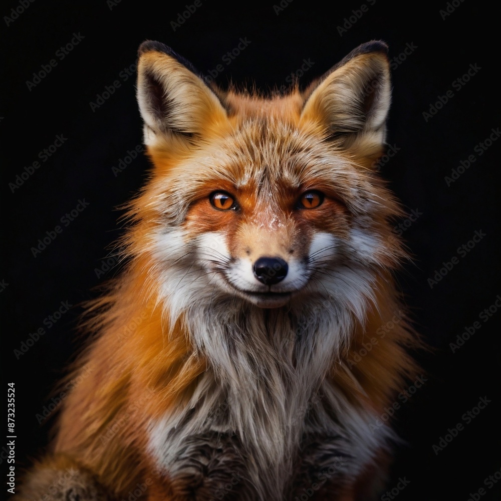 Obraz premium black background fox