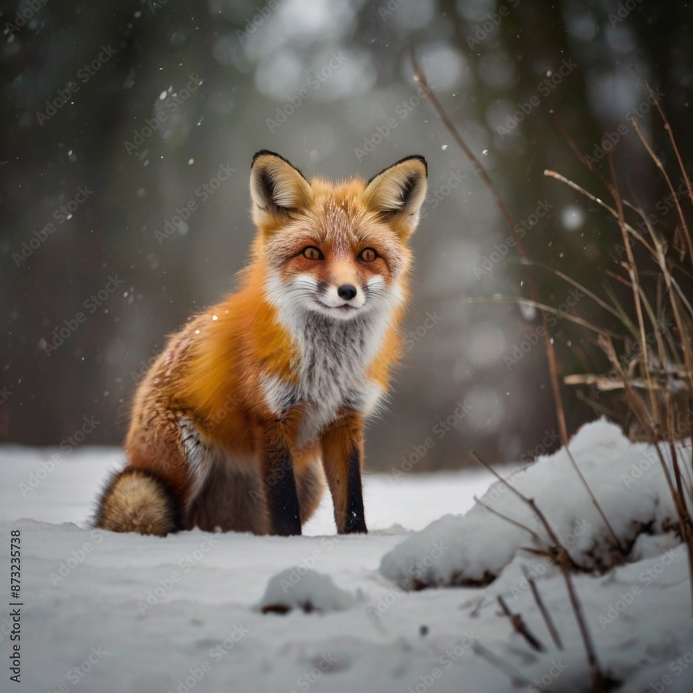 snow winter orange fox snow winter orange fox