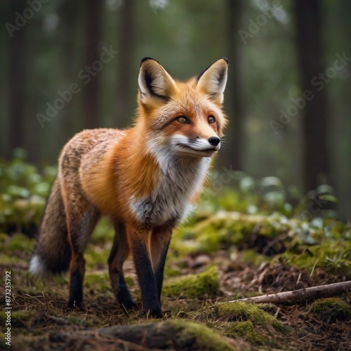cool orange forest fox