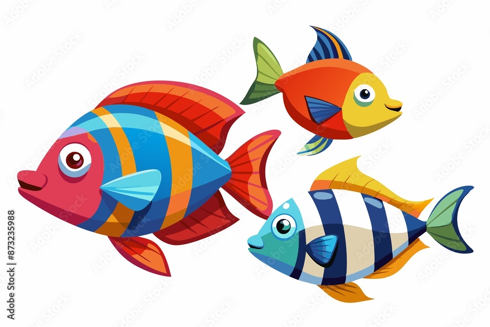 a set of different species of marine life living in the sea, on a white background a set of different species of marine life living in the sea, on a white background