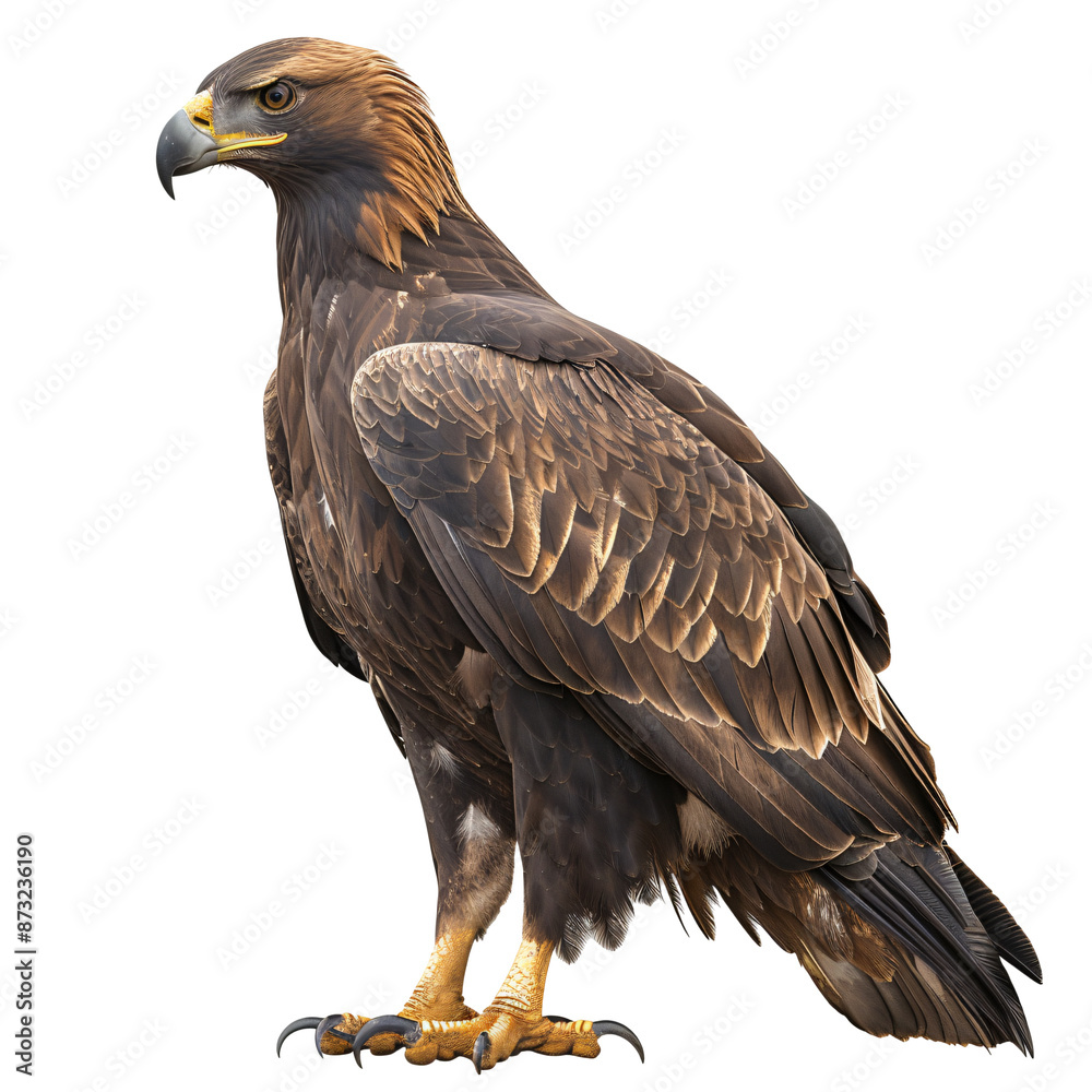 Majestic eagle in die cut PNG style isolated on white and transparent background showcasing its sharp features and detailed plumage Majestic eagle in die cut PNG style isolated on white and transparent background showcasing its sharp features and detailed plumage