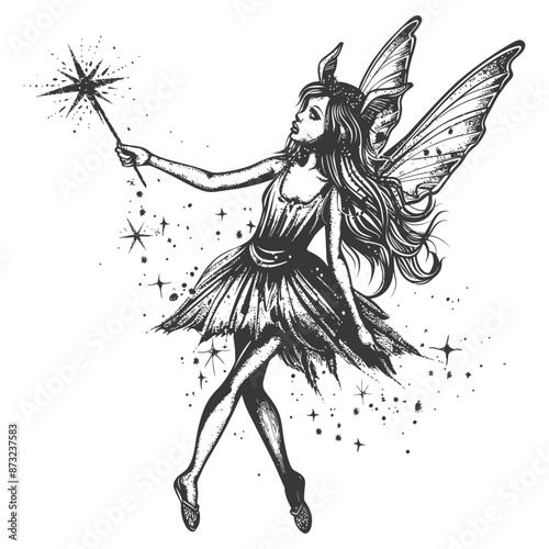 Vintage Mystical Fairy Sketch