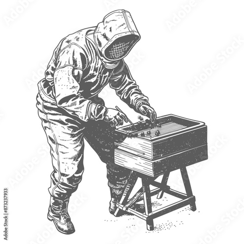 Vintage Beekeeper Illustration