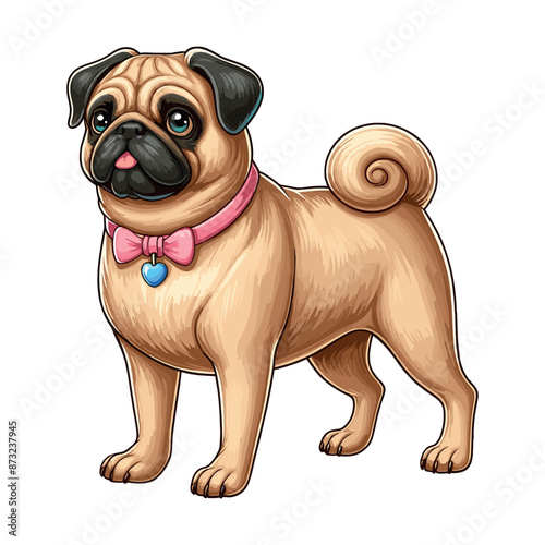 Cute Pug Vector Cartoon illustration