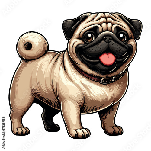 Cute Pug Vector Cartoon illustration