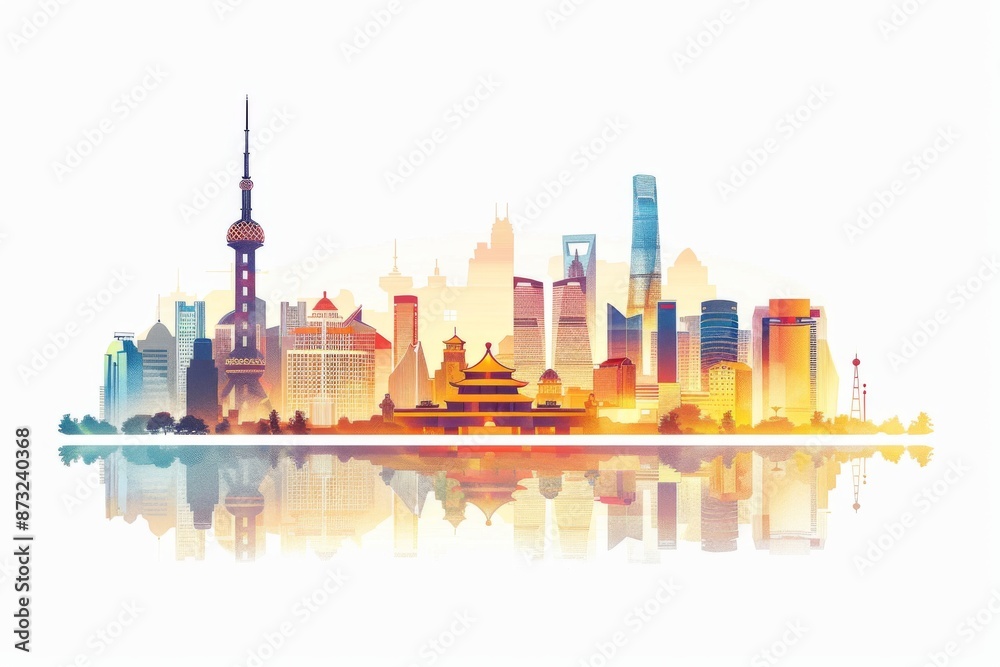 A city skyline at sunset, featuring a blend of modern skyscrapers and historic landmarks from different cultural backgrounds. A city skyline at sunset, featuring a blend of modern skyscrapers and historic landmarks from different cultural backgrounds.