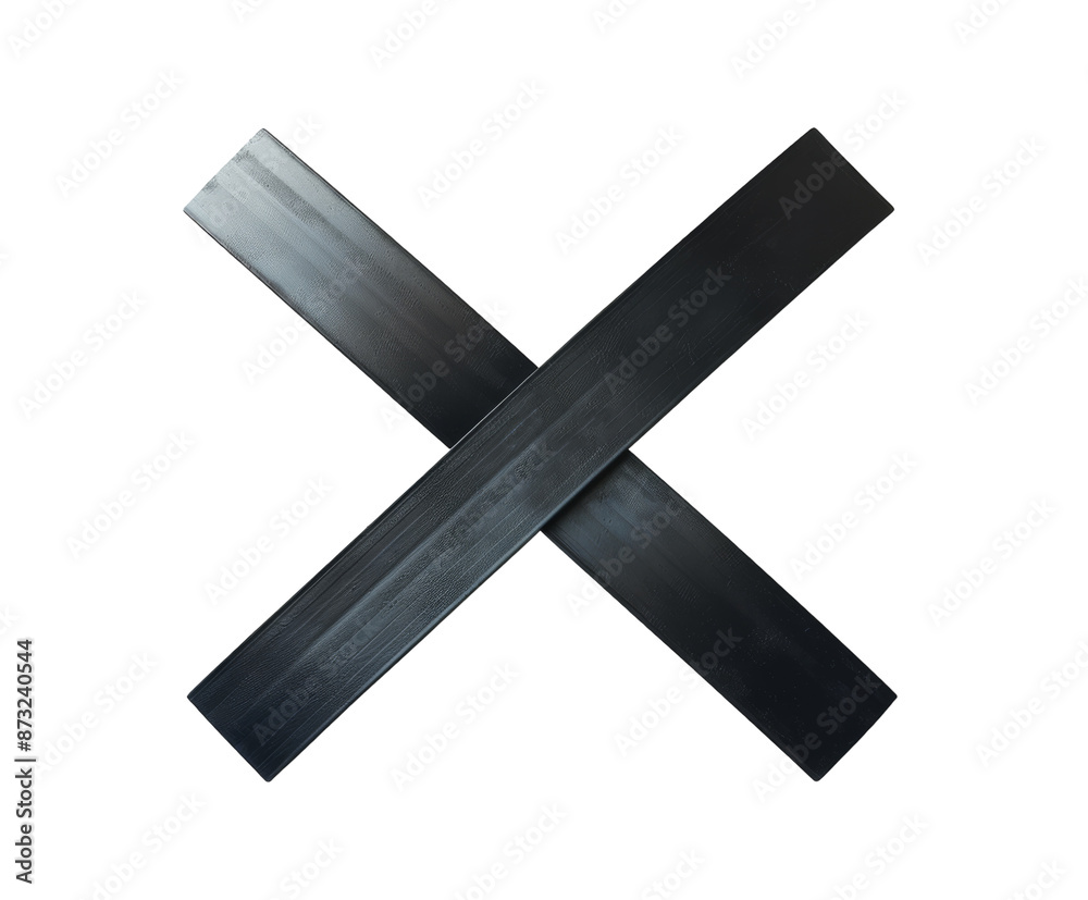 Black tape crossed in an X shape, isolated on white. Black tape crossed in an X shape, isolated on white.