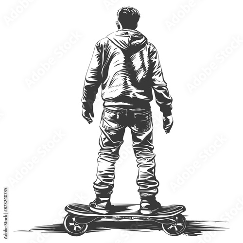 Youngster on a futuristic electric skateboard