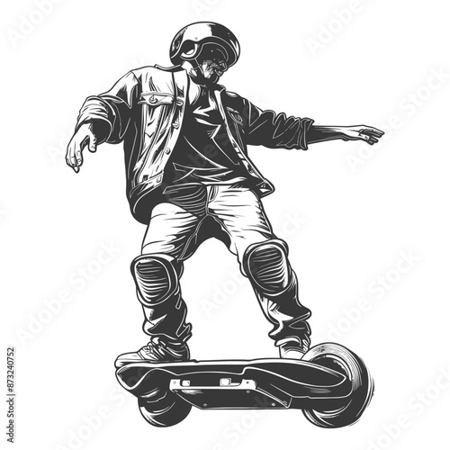 Youngster Rides Futuristic Electric Skateboard with Style and Freedom