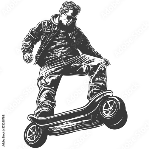 Youngster Rides Futuristic Skateboard in Stylish Manner