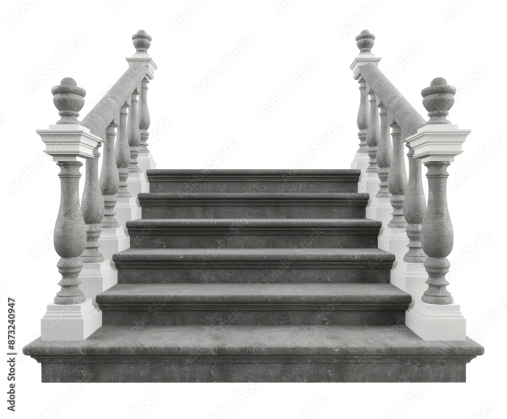 Fototapeta premium White staircase with evenly spaced steps, isolated on white.