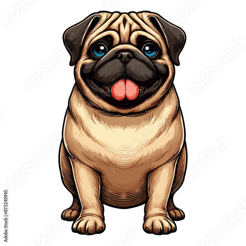 Cute Pug Vector Cartoon illustration
