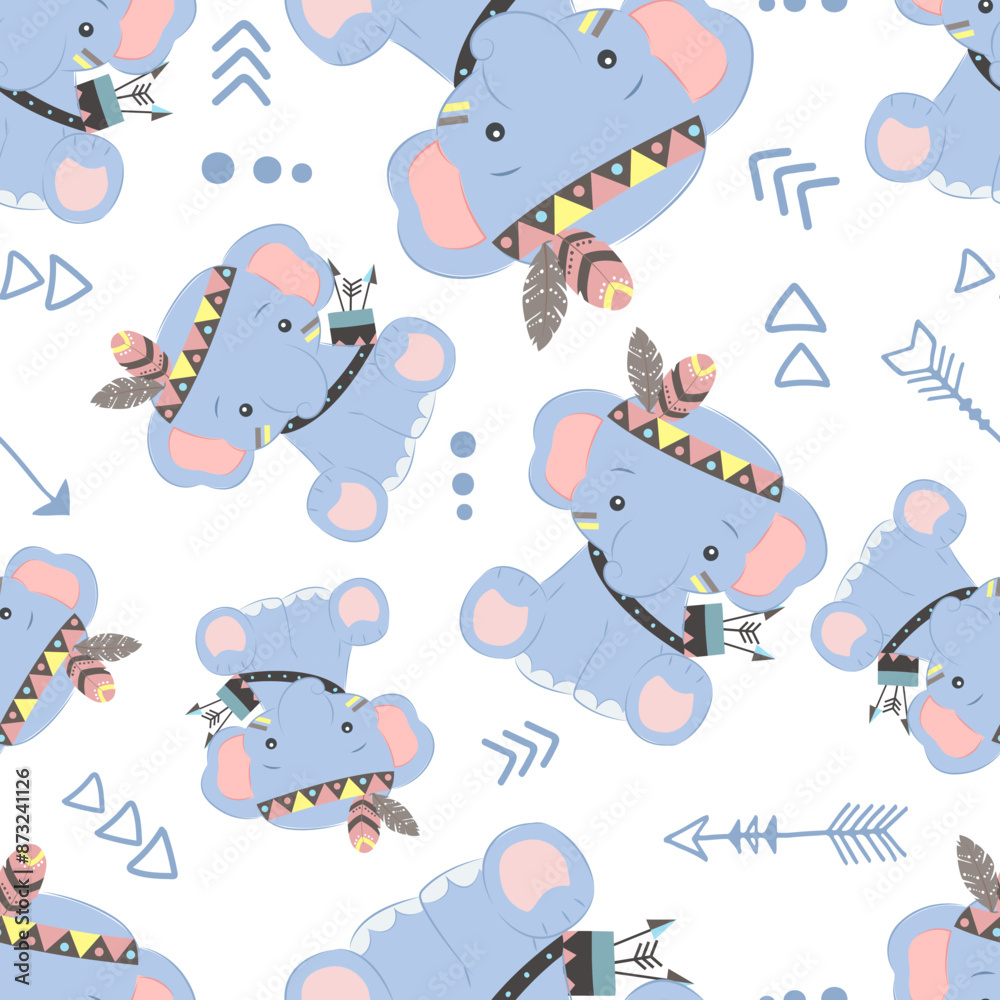 Cute boho animals seamless pattern Cute boho animals seamless pattern
