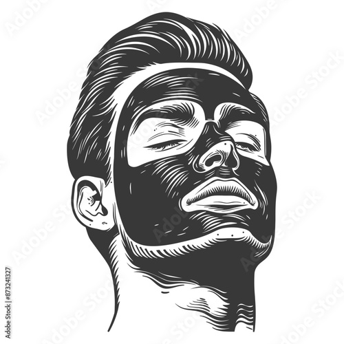 Pensive man with a facial mask on his face