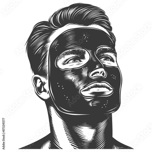 Handsome man with a facial mask on his face