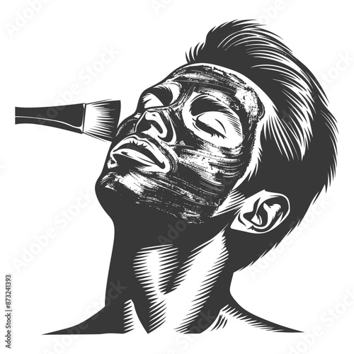 Applying a facial mask for skin care and beauty treatment