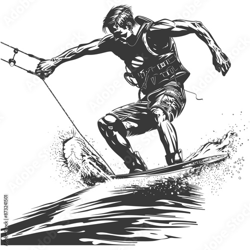 Wakeboarding through the waves