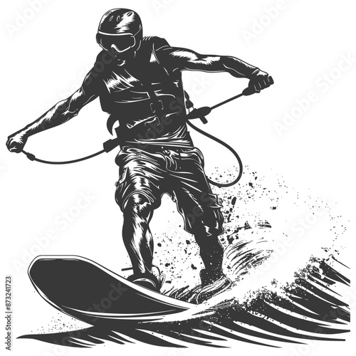 Wakeboarding through crashing waves creates an exhilarating experience.