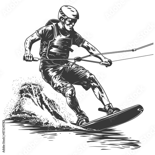 Wakeboarding through crashing waves creates an exhilarating experience.