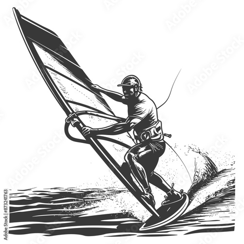 Windsurfer rides the waves with skill and grace