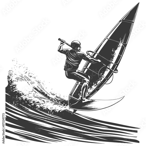 Windsurfer Rides the Waves with Skill and Grace