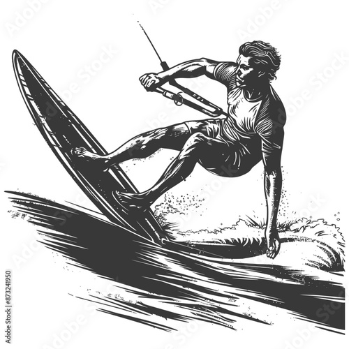 Kitesurfer riding the waves with skill and grace