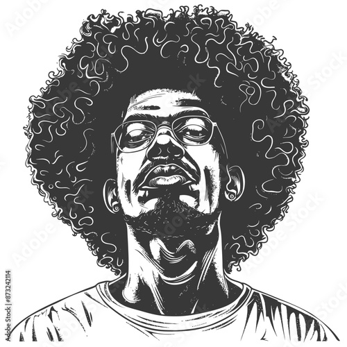 Portrait of a Bearded Man with an Afro