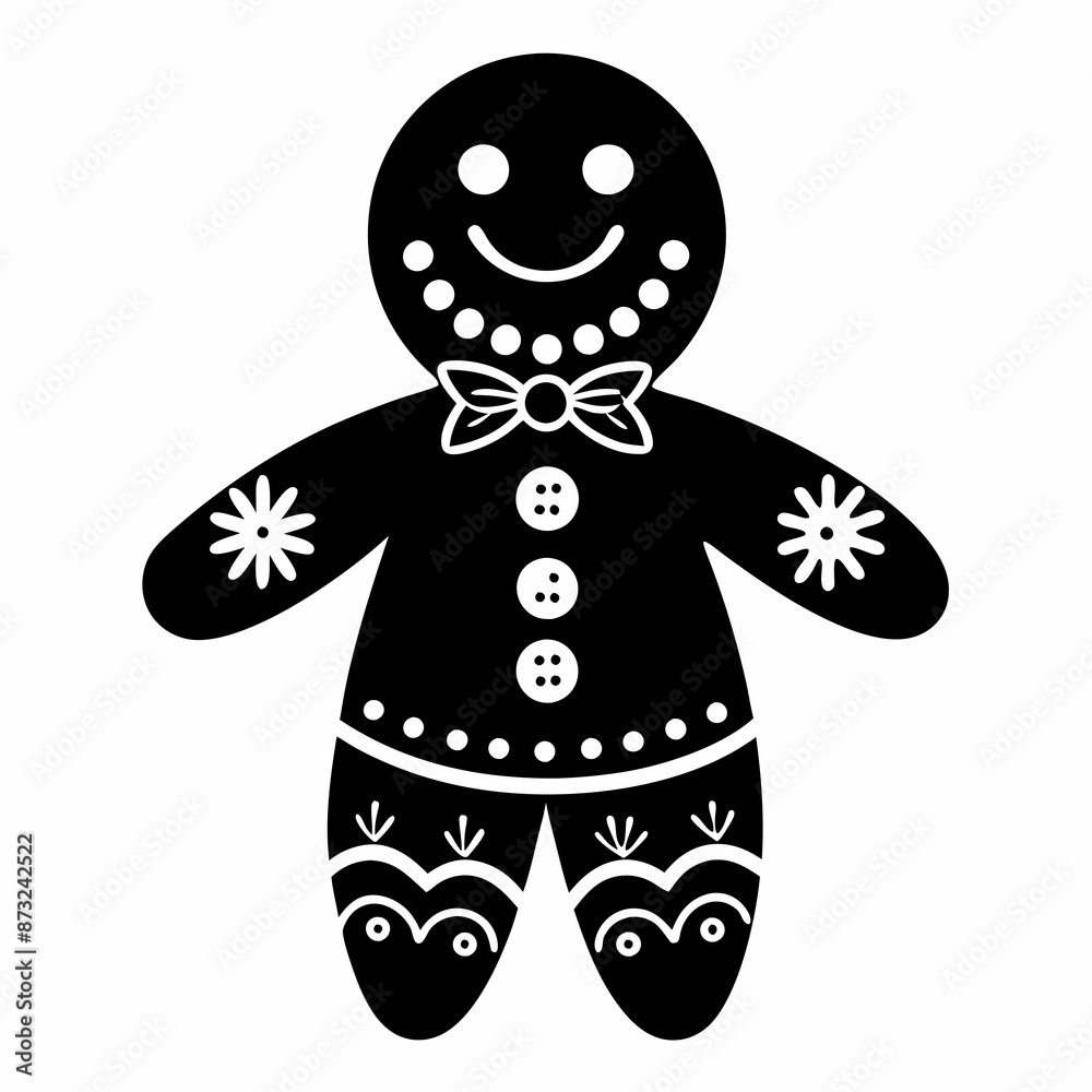 Boho Rustic Christmas Gingerbread man black vector silhouette Boho Rustic Christmas Gingerbread man black vector silhouette