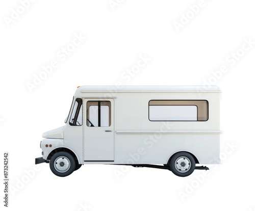 White delivery truck on white background..