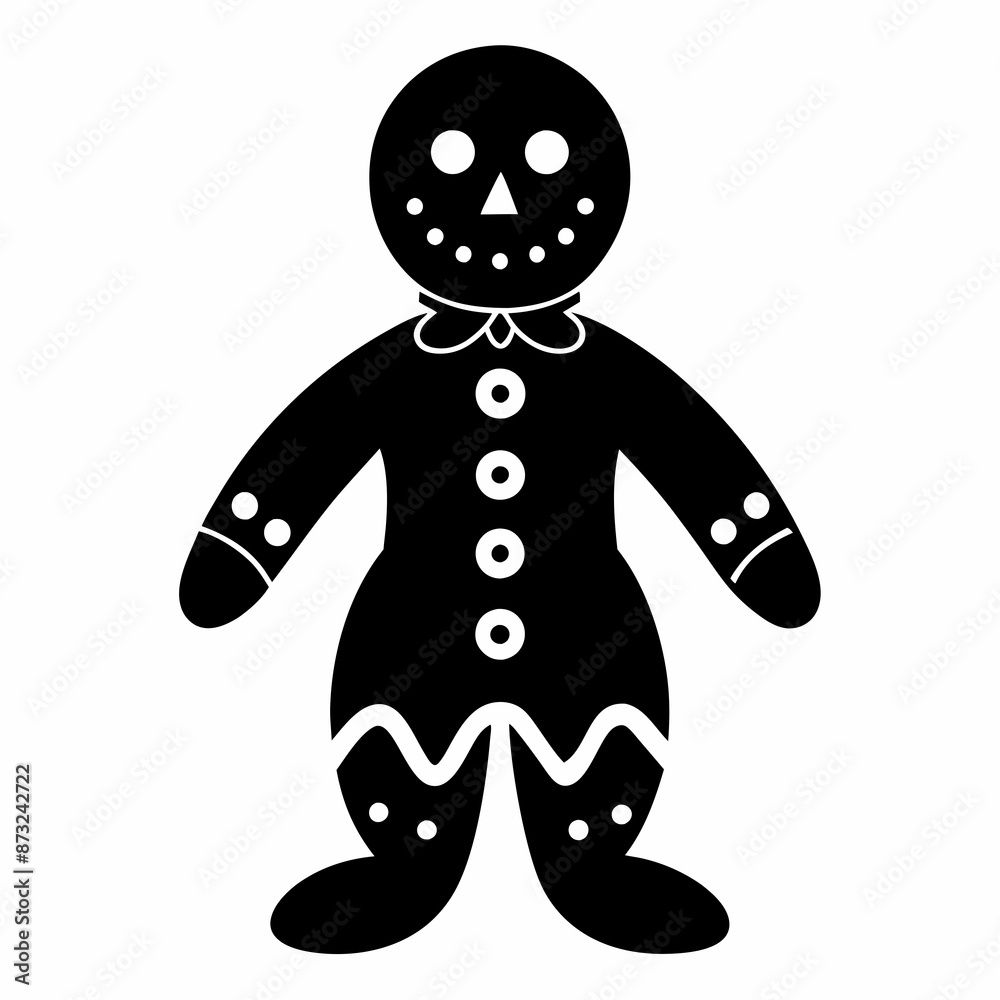Boho Rustic Christmas Gingerbread man black vector silhouette Boho Rustic Christmas Gingerbread man black vector silhouette